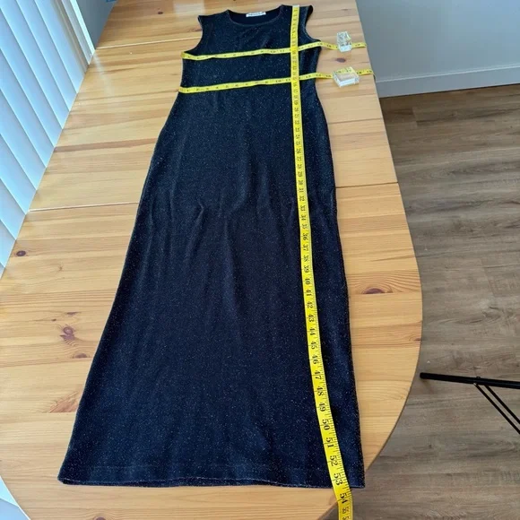 Reformation Maevry Knit Maxi Dress Sparkle Minimalist Party Black  S [flaw] - Picture 7 of 12